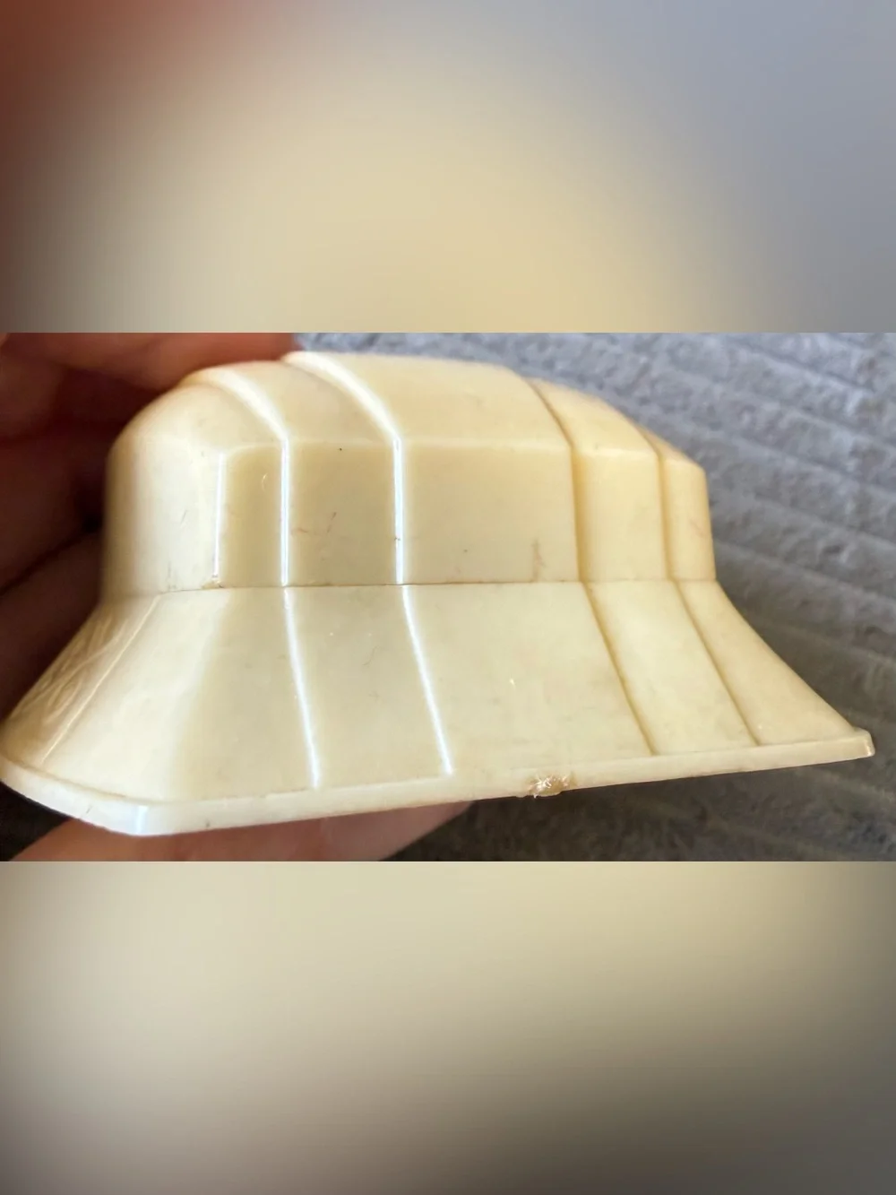 Vintage Art Deco Plastic With Love Cream and Teal Jewelry Ring Box Shell
